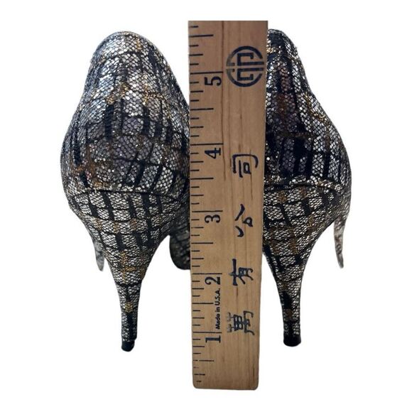 Jacques Levine Womens Pointed Toe Metallic Sparkly Pump Heels Silver Gold Size 8 - Picture 6 of 9